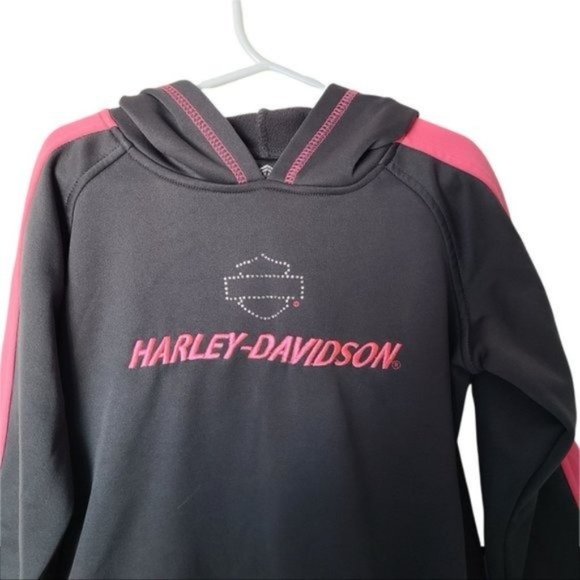 Harley Davidson Sweatshirt Embroidered Logo Rhinestone Girls Kids 6X Years Gray - Picture 4 of 12